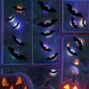 16 Pièces Autocollant Chauve-souris 3D Lumineux LED Chauve-souris Décorative d'Halloween Autocollant Mural Chauve-souris Lumineuse pour Décoration Murale de Fenêtre de Chambre