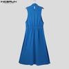 INCERUN Summer Men Sleeveless Cutout Splits Casual Long Tunic Tank Tops