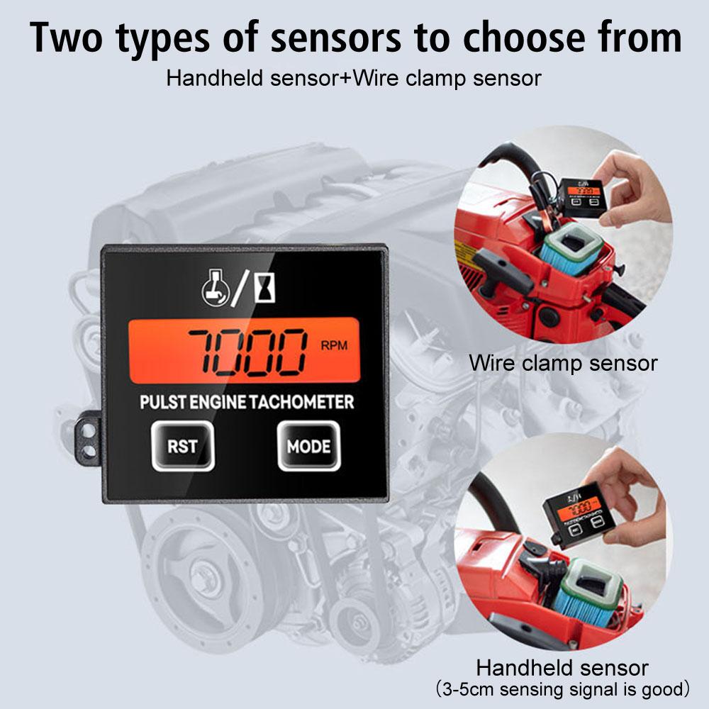 Inductive Hour Meter Digital Speedometer Waterproof Chainsaw Tachometer for Mower Tractor Replaceable Battery Tachometer