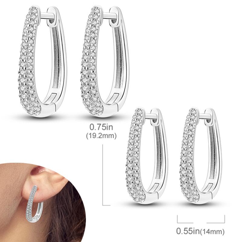 Original 925 Silver Hoops Earrings Zircon Pave Colourful Hoop Earrings For Women Fashion Jewelry Gift