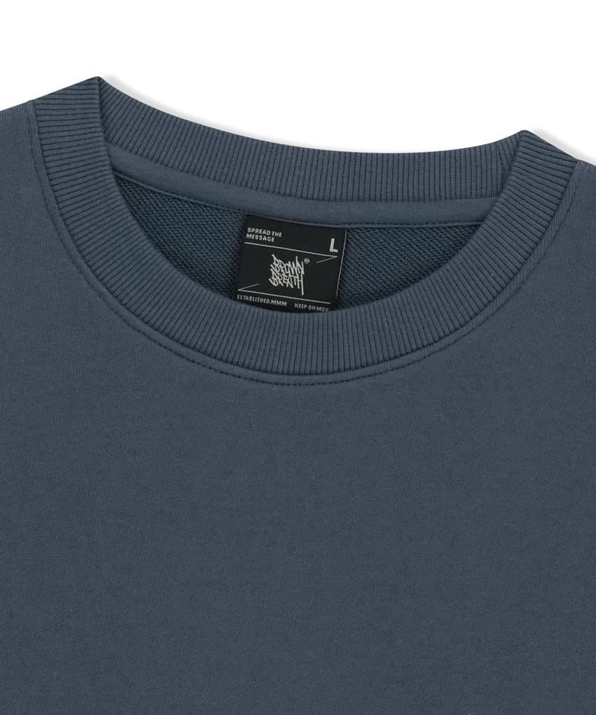 BROWNBREATH Cracked Tag Crewneck - Blue