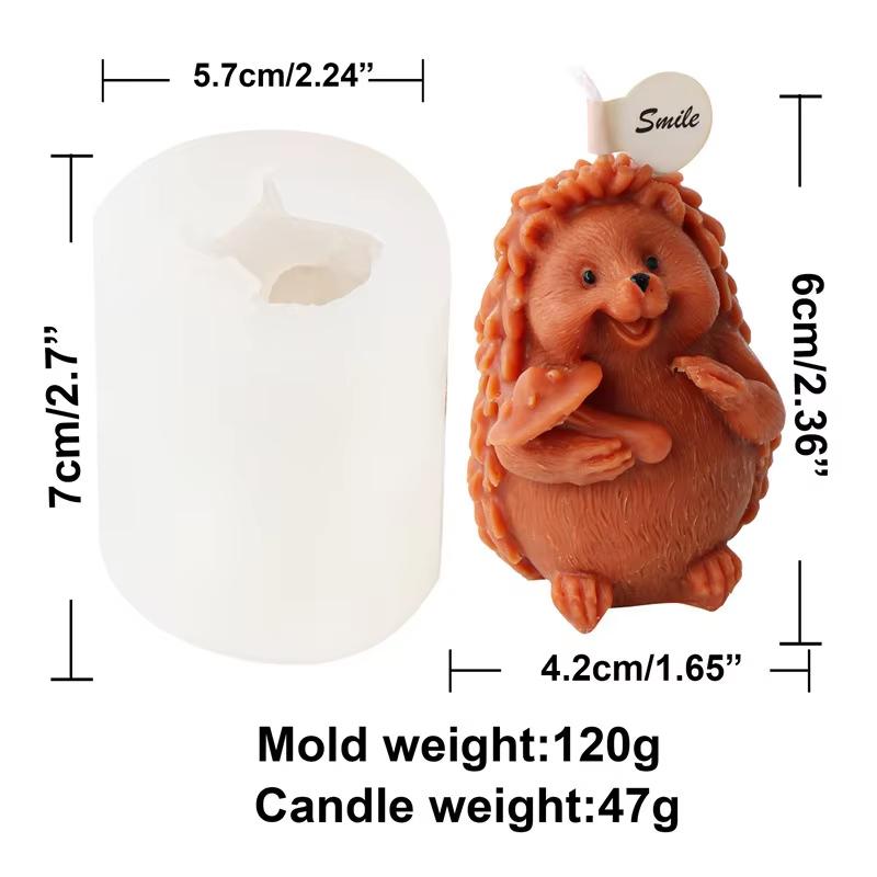 Cute Hedgehog Candle Mold 3D Cartoon Animal Hug Mushroom Apple Soap Craft Plaster Making Kit DIY Handmade Mold Home Decor Gifts