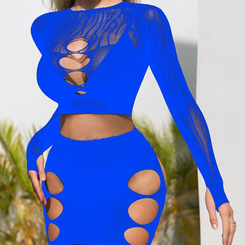 Women'S Sexy Top Skirts Suit Fishnet Hollow Back Wrap Mesh See Through Bodycon Dresses Night Club Wear Mujer Pornos Costumes