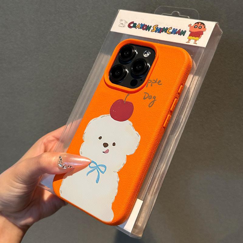For Apple Puppy for Apple 16promax/15 Phone Case 14plus Litchi Pattern 13p Soft Case 12 Anti