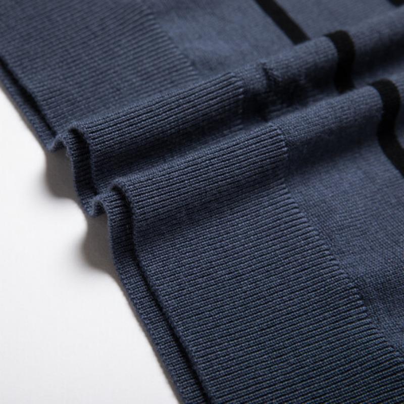 Herrenmode Lässiger Schafpullover Frühling und Herbst Neuer Wollpullover Herren Gestreift Halboher Kragen Gestricktes Unterhemd