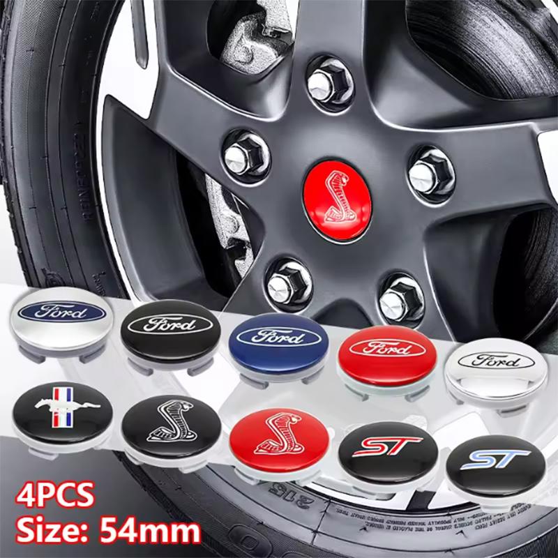 4Pcs 54mm Wheel Center Cap Logo Hub Cover Badge Emblem Accessories For Ford ST Fiesta Focus Edition Puma X KUGA Mondeo Ecosport CVV1