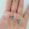 Ladies Elegant Hummingbird Rhinestone Stud Earrings Dangle Earrings Women Spread Wings Bird Earrings