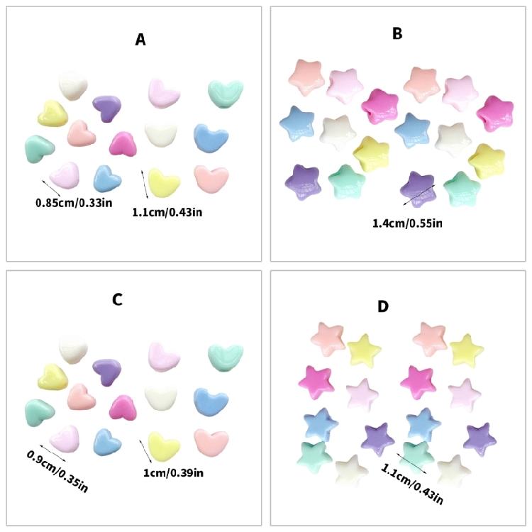 Star Heart Shape Beads For Kids Colorful Loose Beads Hair Tie Accessory For Creative Braiding And Crafting Project Supply