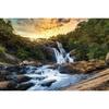 Natural scenery mountains rocks waterfall green plants banner background suitable forgarden decorationactivitiesor taking photos