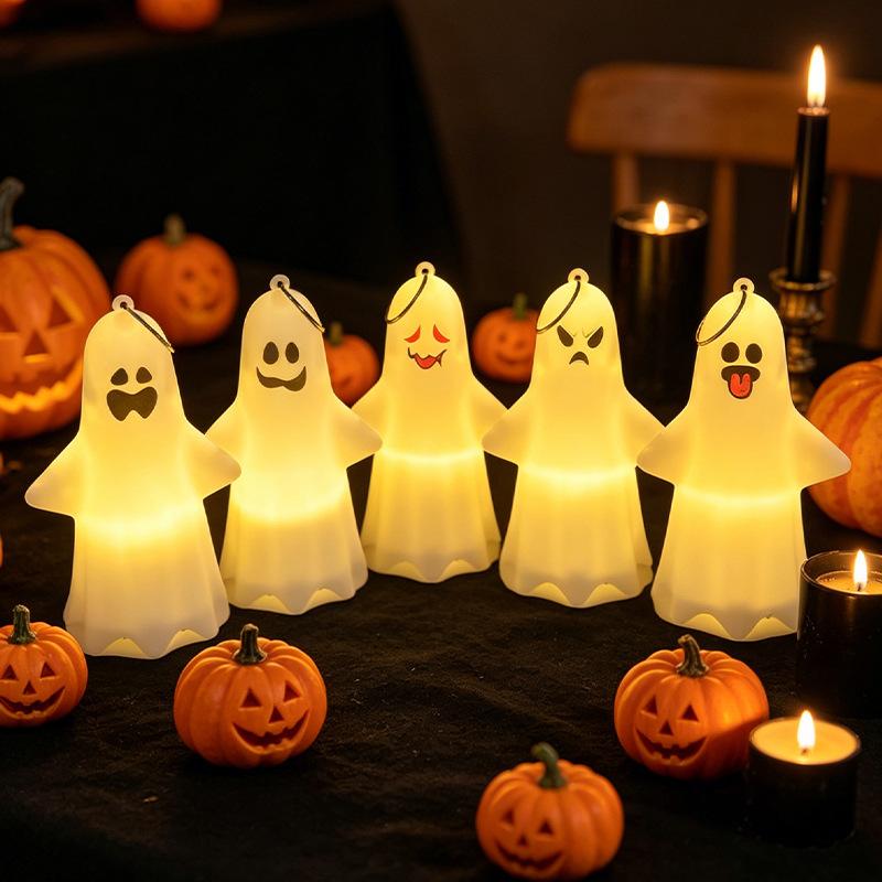 Halloween Pumpkin Lamp Ghost Face LED Lantern Halloween Décor Eerie Light for Indoor Horror Parties Home Ambiance Haunted House