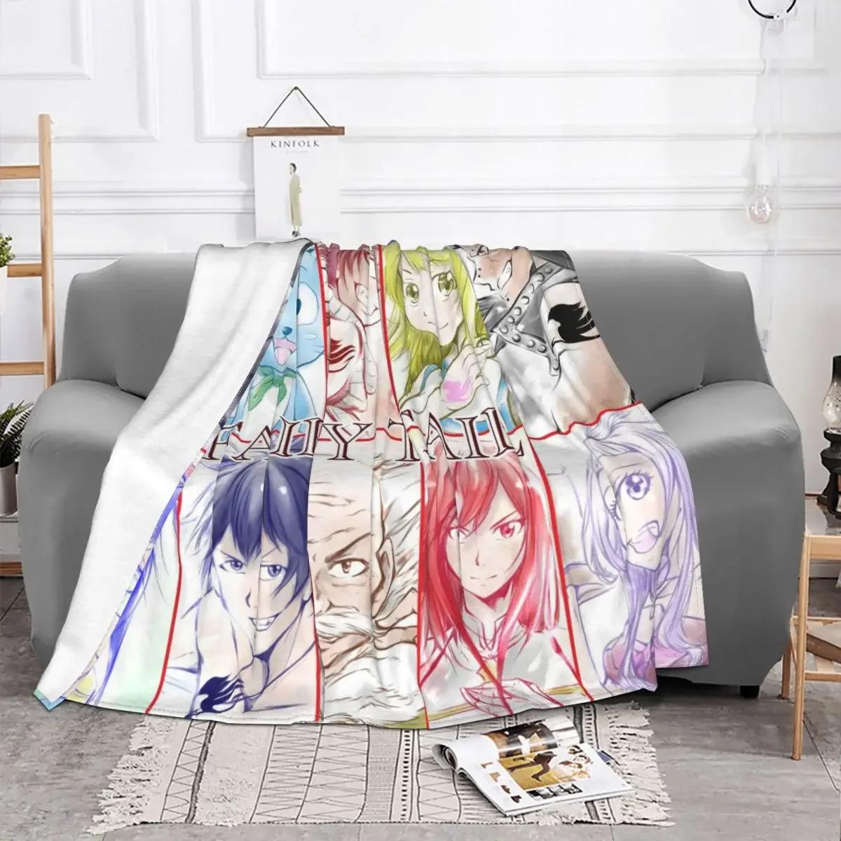 

Fairy Tail Plaid Anime Blanket Sofa Cover Flannel Winter Collage Cartoon Soft Throw Blankets for Bed Couch Rug Piece 75x90cm