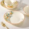 Golden Autumn Osmanthus Ceramic Dinner Plate - Chinese Style Deep Soup and Round Dish 2025 Collection