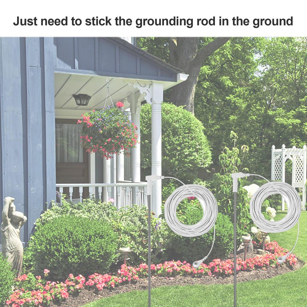 65ft Ground Wire Grounding Rod - Universal Outdoor for Earthing Mats/Pads/Sheets/Wrist Bands | Indoors & Travel