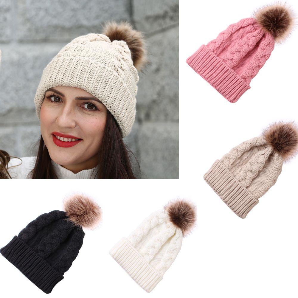 

New Wool Baotou Hat Knitted Hat Hair Ball Wool