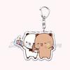 Cute Bubu Dudu Love Keychains Couple Bear Panda Acrylic Keyring for Accessories Bag Pendant Key Chain Jewelry Fans Lovers Gifts
