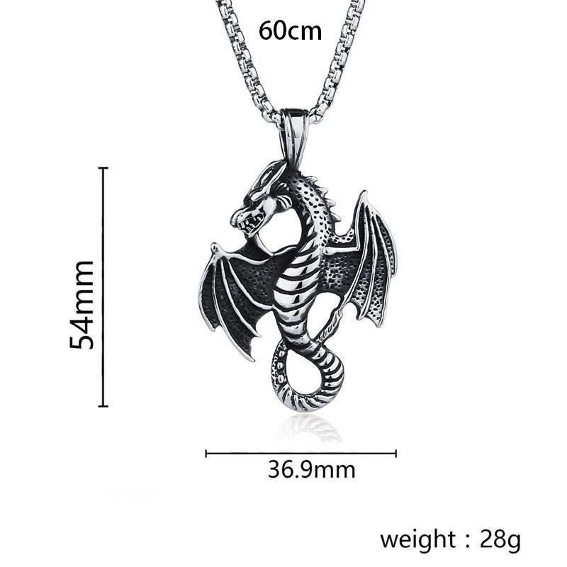 Evil Dragon Pendant Necklace for Men Women Hip Hop Punk Stainless Steel Keel Chain Fashion Jewelry Trendy Accessories Gifts