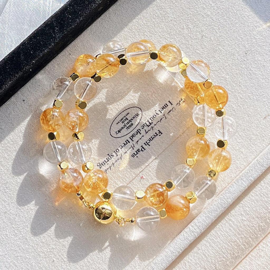 10Mm Autumn And Winter Natural Citrine White Crystal Design Sense Collarbone Chain Necklace