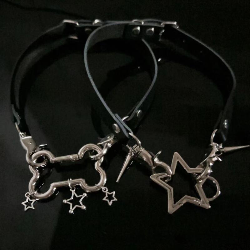 Pentagramme Große Knochenleder O-Stil Halskette DIY Stern Anhänger Halskette für Frauen Punk Ästhetik Y2K Halsketten Accessoire