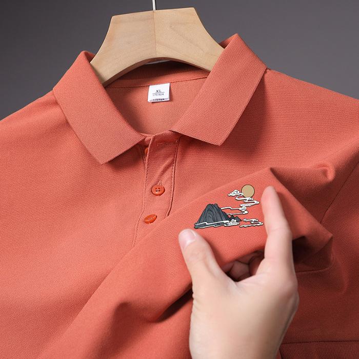 

New Summer Men s Short-sleeved Top Thin Loose Lapel Short-sleeved POLO Shirt 4XL