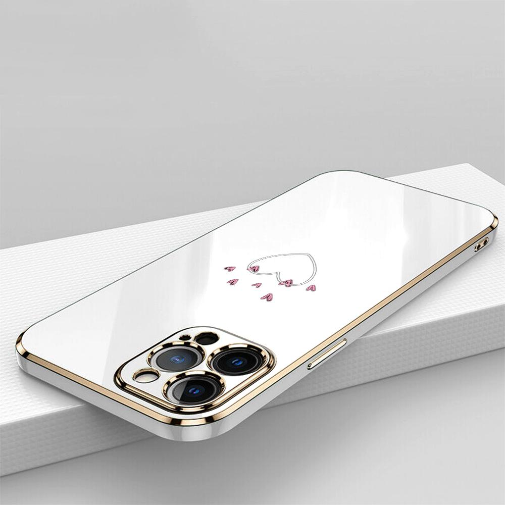 N83 Heart and Leaf Art Plating Edge Soft TPU Phone Cases for Samsung A54 A13 A14 S24 Plus S23 Ultra S20 S21 FE A55 A05 A52s Shockproof Cover