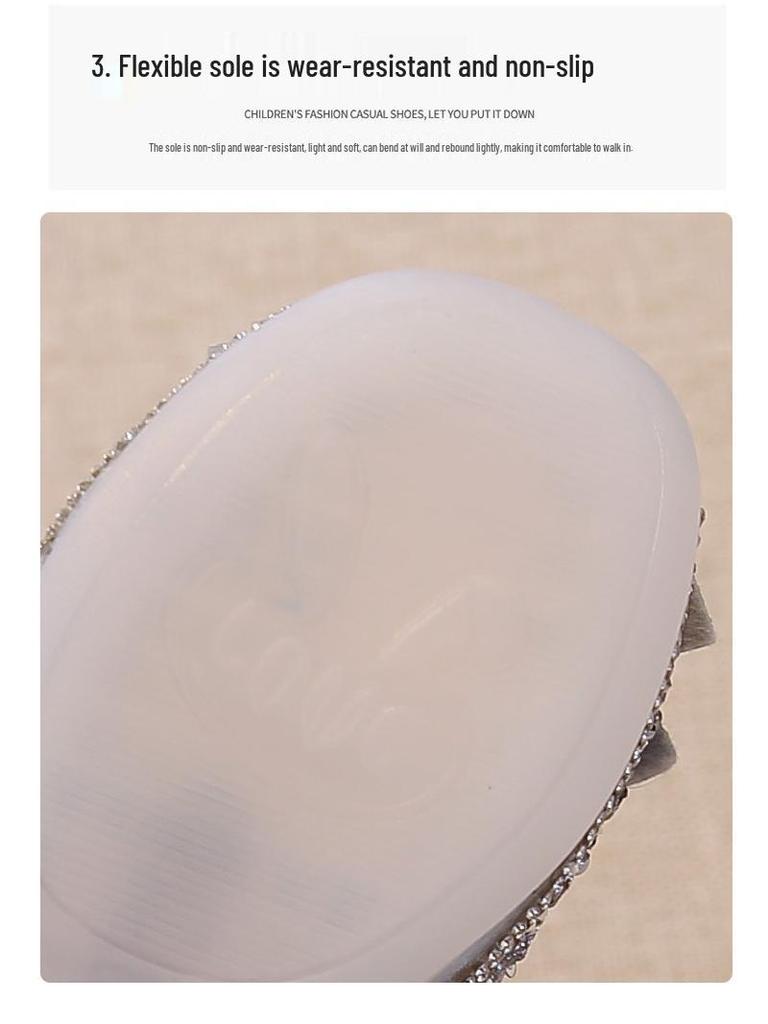 Bow High Heel Girls' Sandals: Summer Closed-Toe Crystal Princess Shoes 2025 - Soft Sole for Comfort