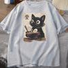 Funny Cat RaUnisex Graphic Tee Japanese Kawaii Anime Cat TShirt Cotton Short Sleeve Oversized Loose Short Sleeve Tee Streetwear