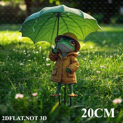 2D flaches Acryl lieblicher Regenschirm Frosch Garten Logo, Blumentopf Dekoration, Outdoor Hof Kunstwerk, Weihnachten, Lehrertag, Thanksgiving und Neujahrsgeschenke