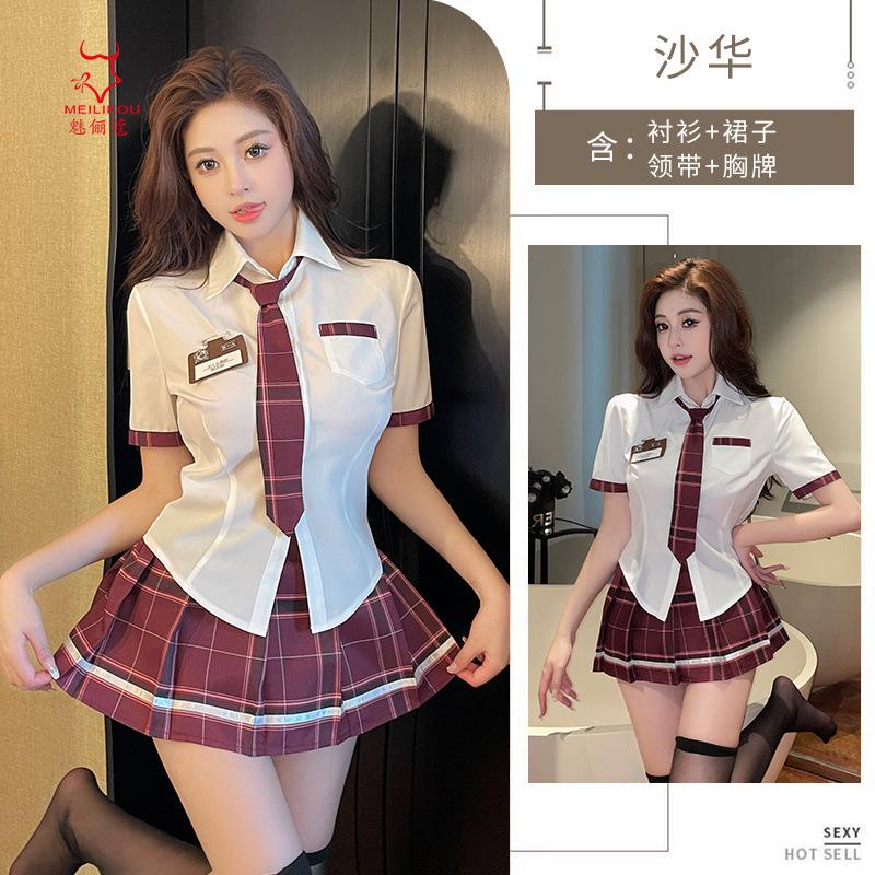 Sexy lingerie JK sexy student clothing cos uniform temptation summer skirt with pleated skirt plaid suit