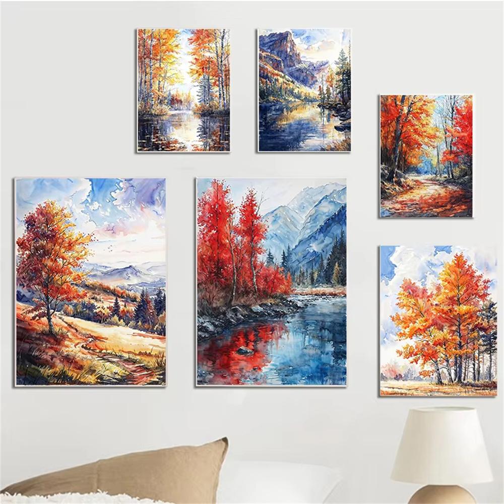 Chinese Four Seasons Landscape Diamond Art Painting Decoration Sailboat Diy Full Rhinestone Mosaic Cross Stitch Kit Gift