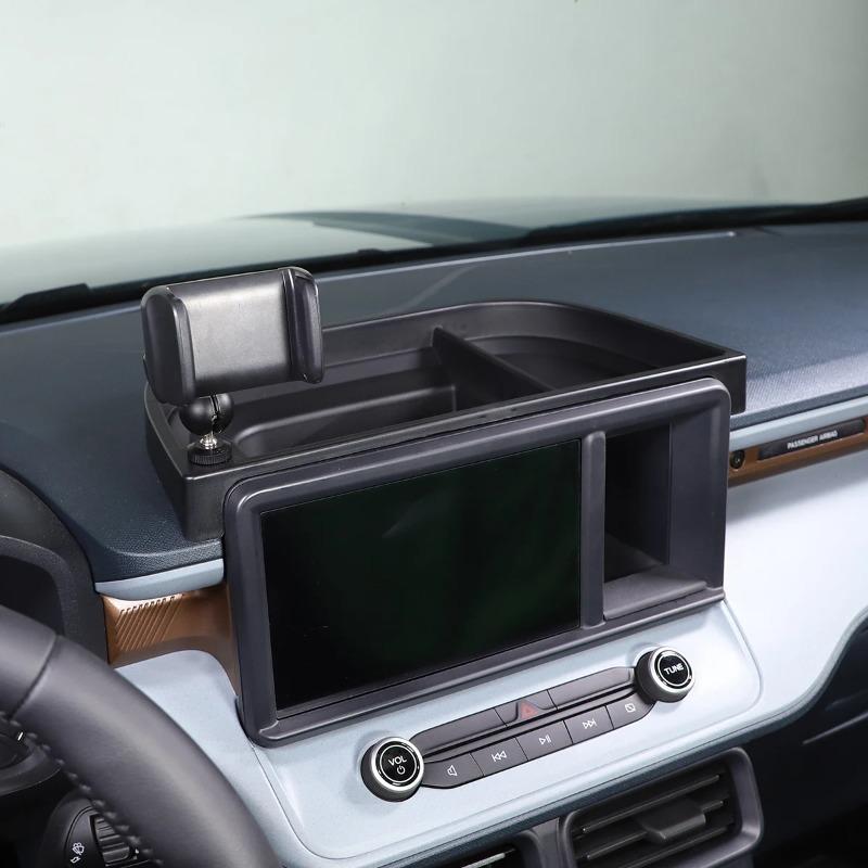For Ford Maverick -25 ABS Black Car Dashboard Storage Box Tray Phone Holder GPS Navigation Bracket Interior Car Accessories
