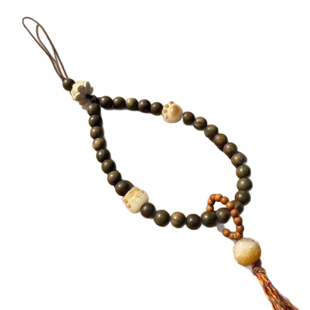 Green Sandalwood Lotus Phone Charm & Anti-Lost Keychain Wrist Strap
