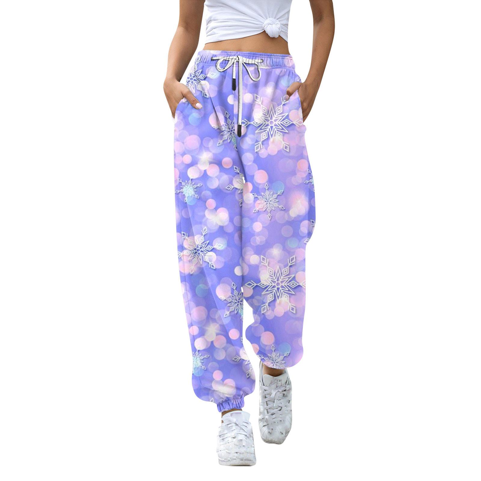 

Женские повседневные модные рождественские принтованные повседневные спортивные брюки с эластичной талией и завязками на шнурке M