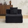 Floor Couch,Compression Sofa,Convertible Sofa Bed-with Pillow Back Support Armrest,Corduroy Fabric,for Living Room Bedroom,Black