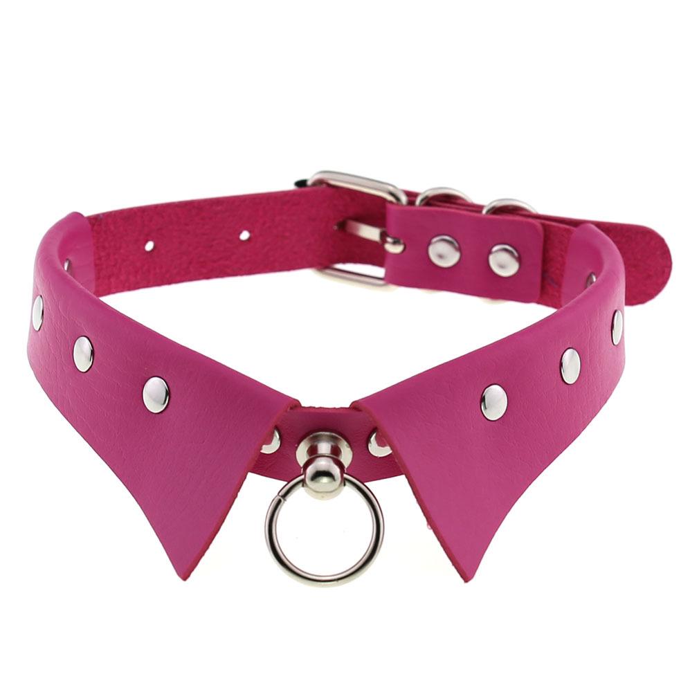 European & American Punk Gothic Leather Collar Necklace with Simple Fashion Ring