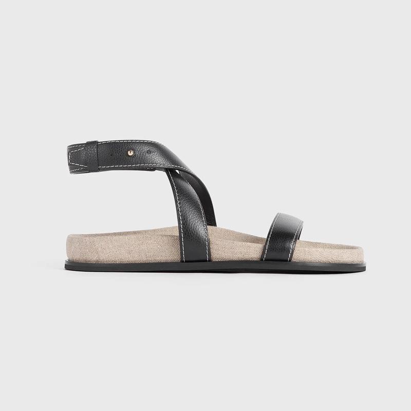 

Toteme Vintage Leather Sandals Women s Summer Platform Flat Bottom Cross Strap Open-toed Beach Shoes Roman Cool Slippers 40 чёрный