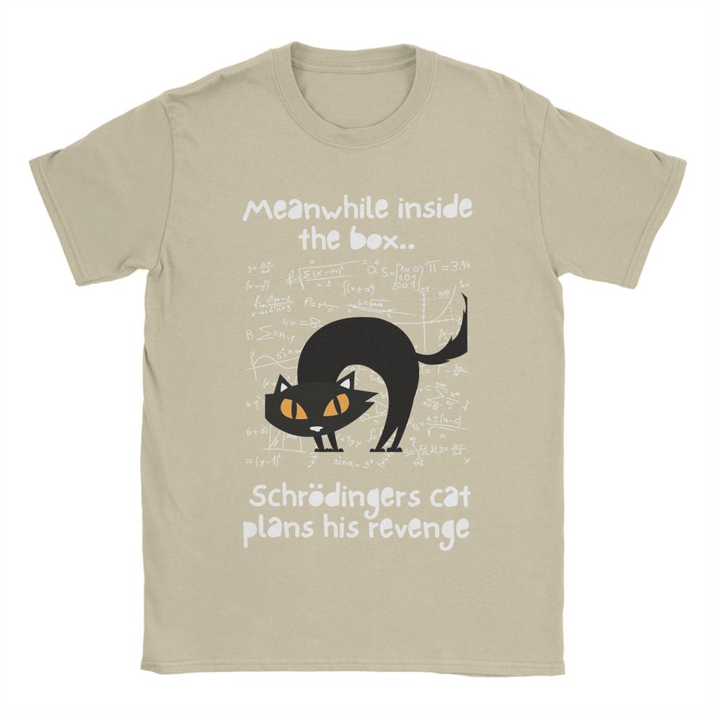 Schrödingers Katze Physik T-Shirts für Herren 100% Baumwolle Lustiges T-Shirt Rundhals Wissenschafts-Tees Kurzarm-Tops Übergröße