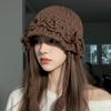 Ladies' Hats New Hand-Knitted Floral Braid Knit Hat for Women Retro Warm and Stylish Fringe Hat Trendy