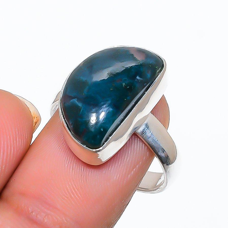 

Moss Agate Gemstone Handmade 925 Sterling Silver Jewelry Ring Size 7 GK-4717