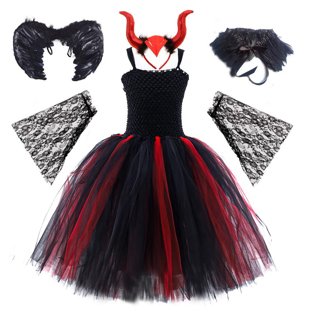 Halloween Costume for Kids Girls Witch Vampire Cosplay Medieval Vintage Dress Children's Day of The Dead Clothes Carnival Party