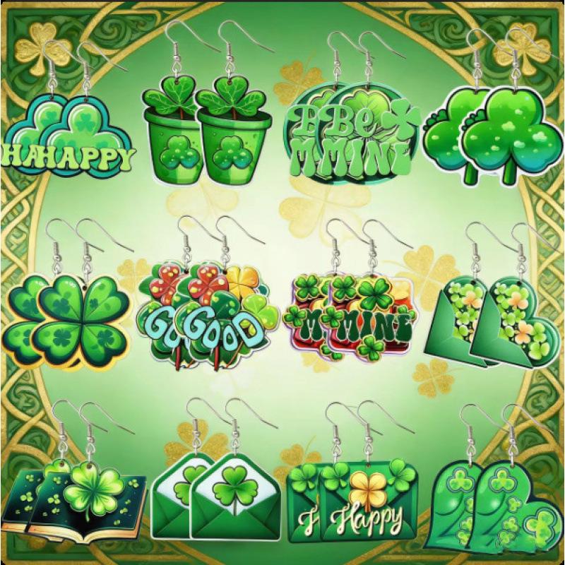 Versatile St. Patrick s Day Clover Acrylic Earrings for Women