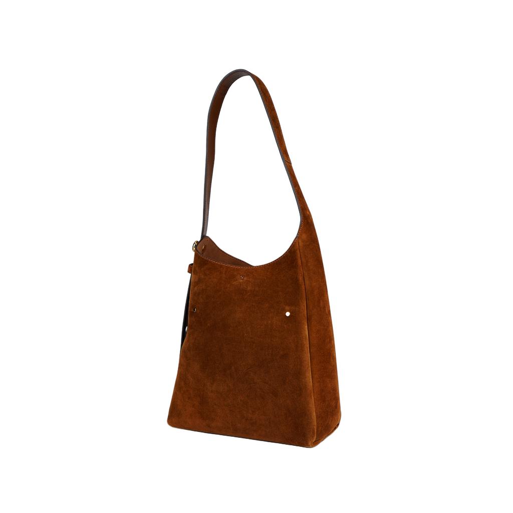 Tory Burch Romy Slightly Asymmetrical Unique Silhouette Slim Shoulder Strap New Button Logo Leather Tote Bag Women Tote Bag Camel 178267-200