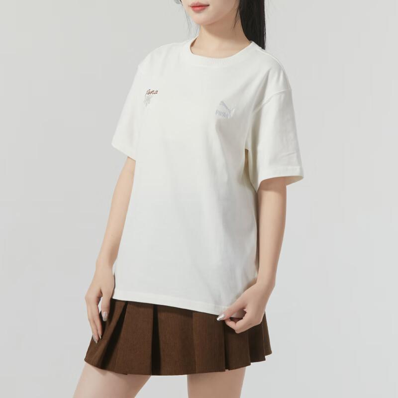 PUMA Drop Shoulder Sleeve T Shirt Women's White 625811-65