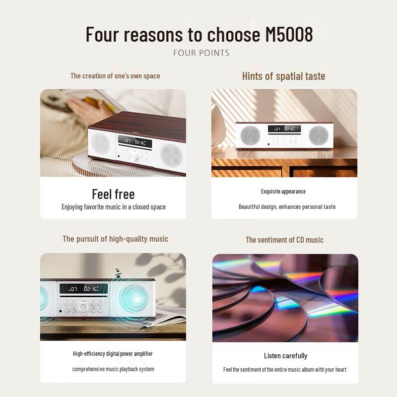 Philips TAM5008 Bluetooth Wooden Desktop CD Player