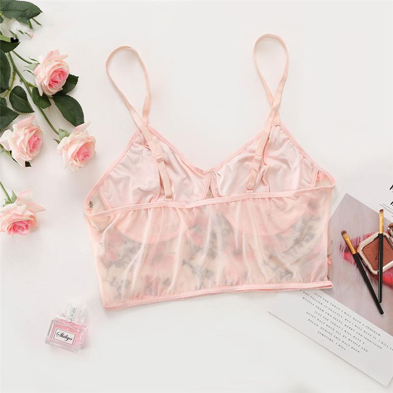 Sommer Floral Stickerei Crop Tops Frauen Spitze Mesh Schmetterling Gummiband Cami Top Damen Sexy Casual Backless Kurze Tank Top