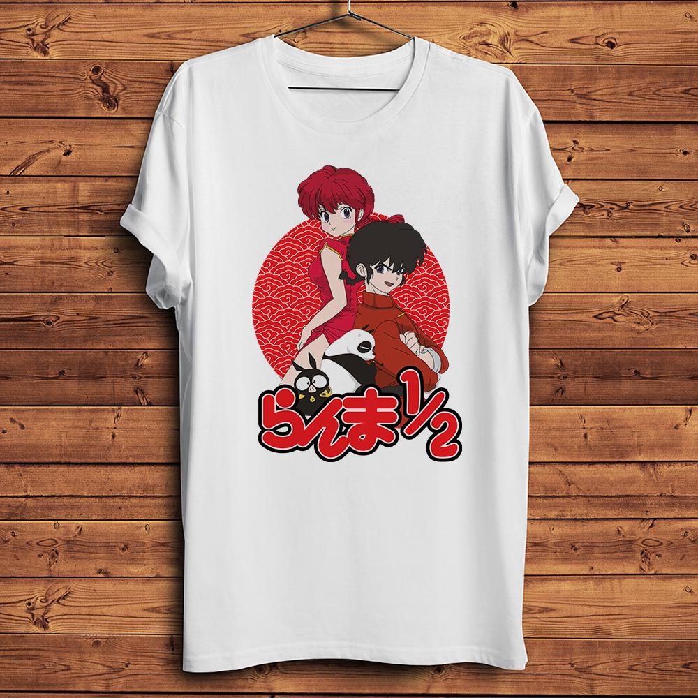 Ranma Panda lustiges Anime T-Shirt Herren Sommer Kurzarm T-Shirt Herren weiß Hipster lässiges T-Shirt Unisex Streetwear