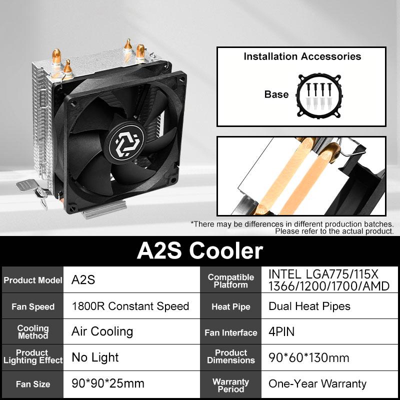 2 Heat Pipes CPU Air Cooler X79 X99 4Pin Processor Cooling Fan For Intel LGA 775 1366 1151 1155 1200 1700 2011 AMD AM3 AM4 AM5