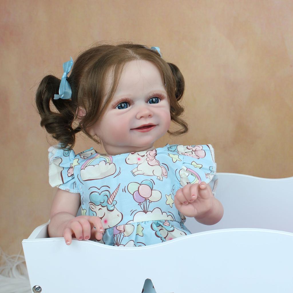 BZDOLL 50CM 3D Skin Tone Visible Veins Soft Silicone Reborn Baby Doll Toy For Girl Cloth Body Smiling Bebe Boneca Lifelike Play House