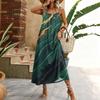 Women Sleeveless Spaghetti Strap Long Dress with Floral and Geometric Print Loose Fit Casual Home Vacation Wear