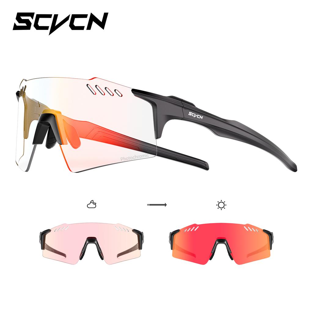 SCVCN Photochromic Hiking Eyewear Fashion Rimless Cycling Glasss Sports Running Sunglasses for Men Goggles Mtb Bicycle 1 Lens