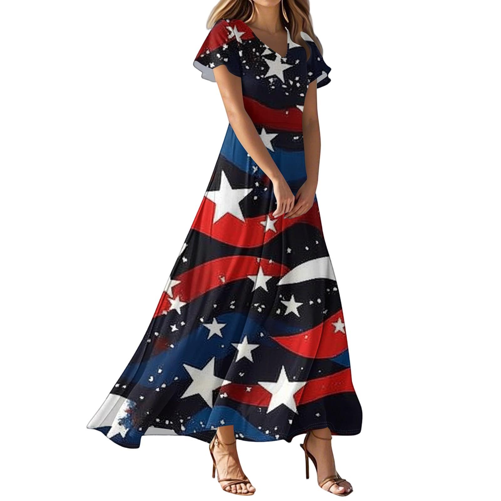 

Женские повседневные модные длинные платья с принтом, платья с V-образным вырезом и коротким рукавом M чёрный